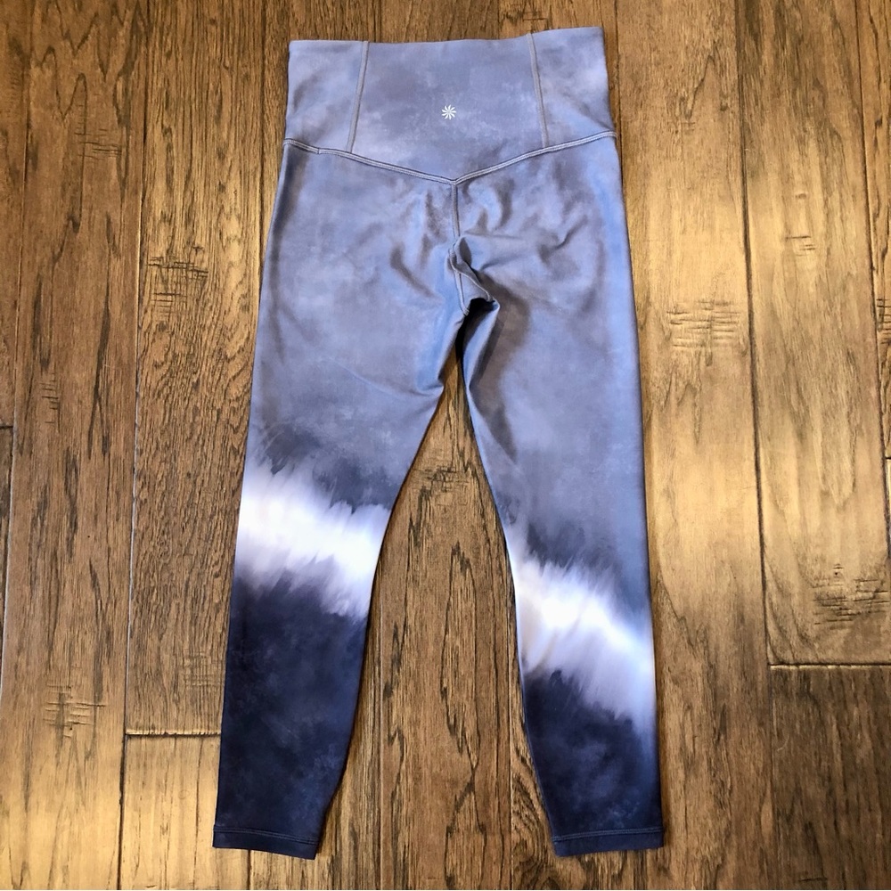 EUC✨ ATHLETA women's small blue Elation 7/8 yoga Tights Tie Dye Watercolor - Picture 4 of 11